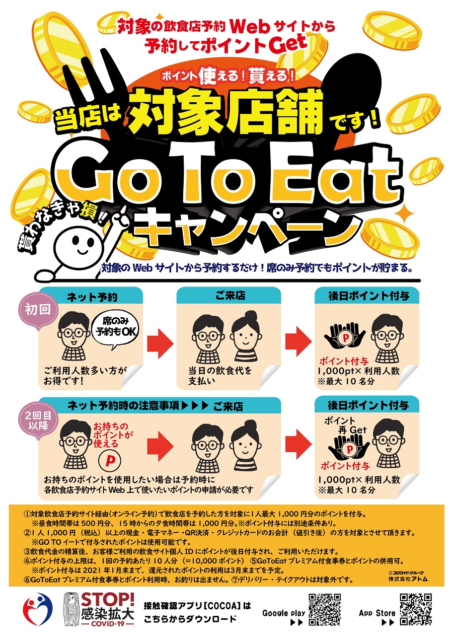 Go To Eatキャンペーン 各種ポイント クーポン使えます お知らせ 回転寿司 にぎりの徳兵衛